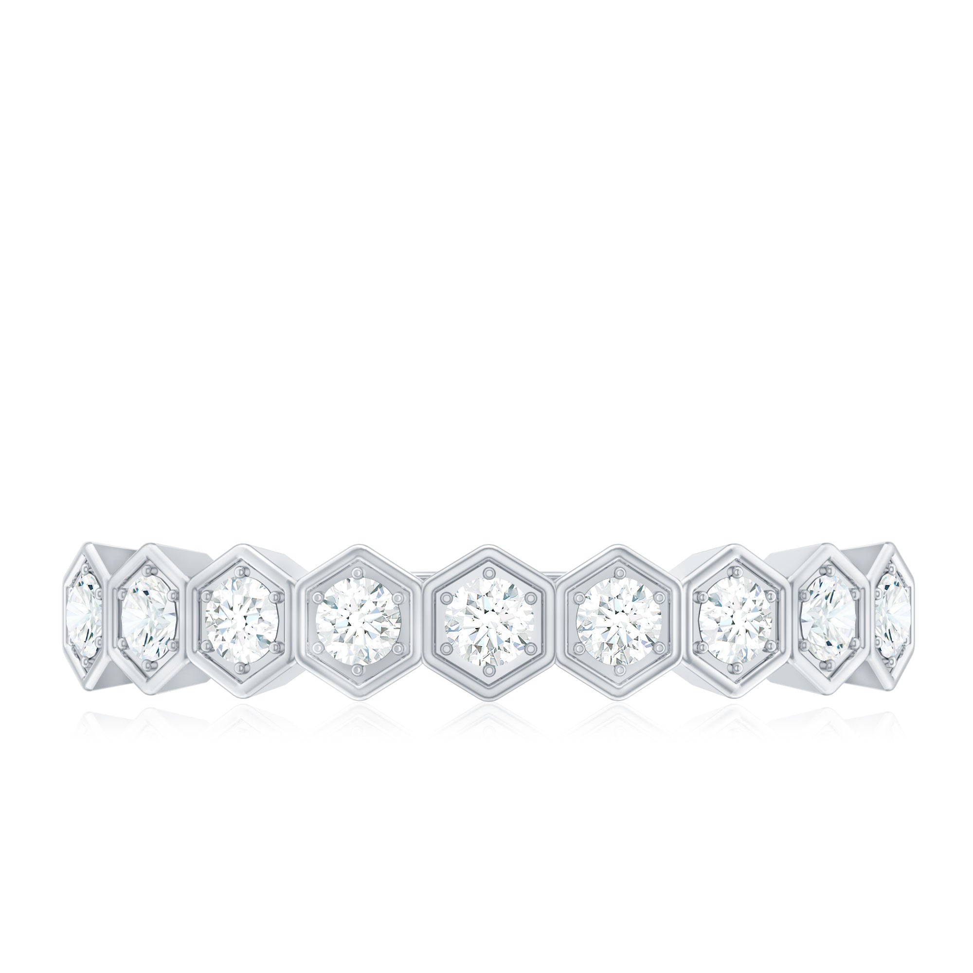 Rosec Jewels-Real Diamond Hexagon Half Eternity Ring for Women