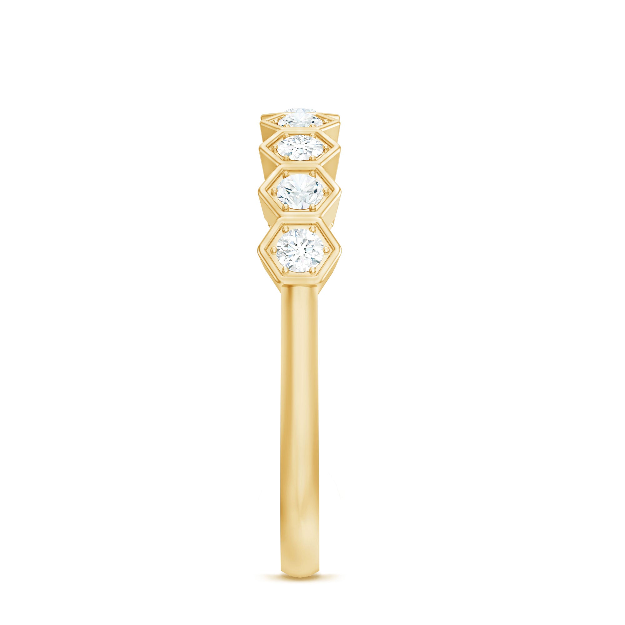 Rosec Jewels-Real Diamond Hexagon Half Eternity Ring for Women