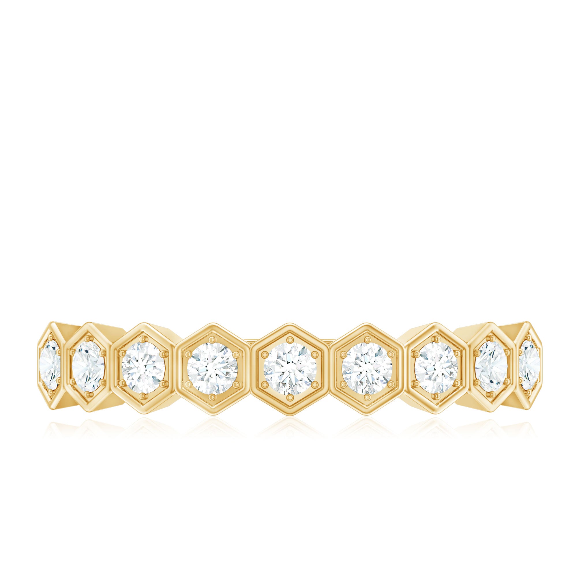 Rosec Jewels-Real Diamond Hexagon Half Eternity Ring for Women