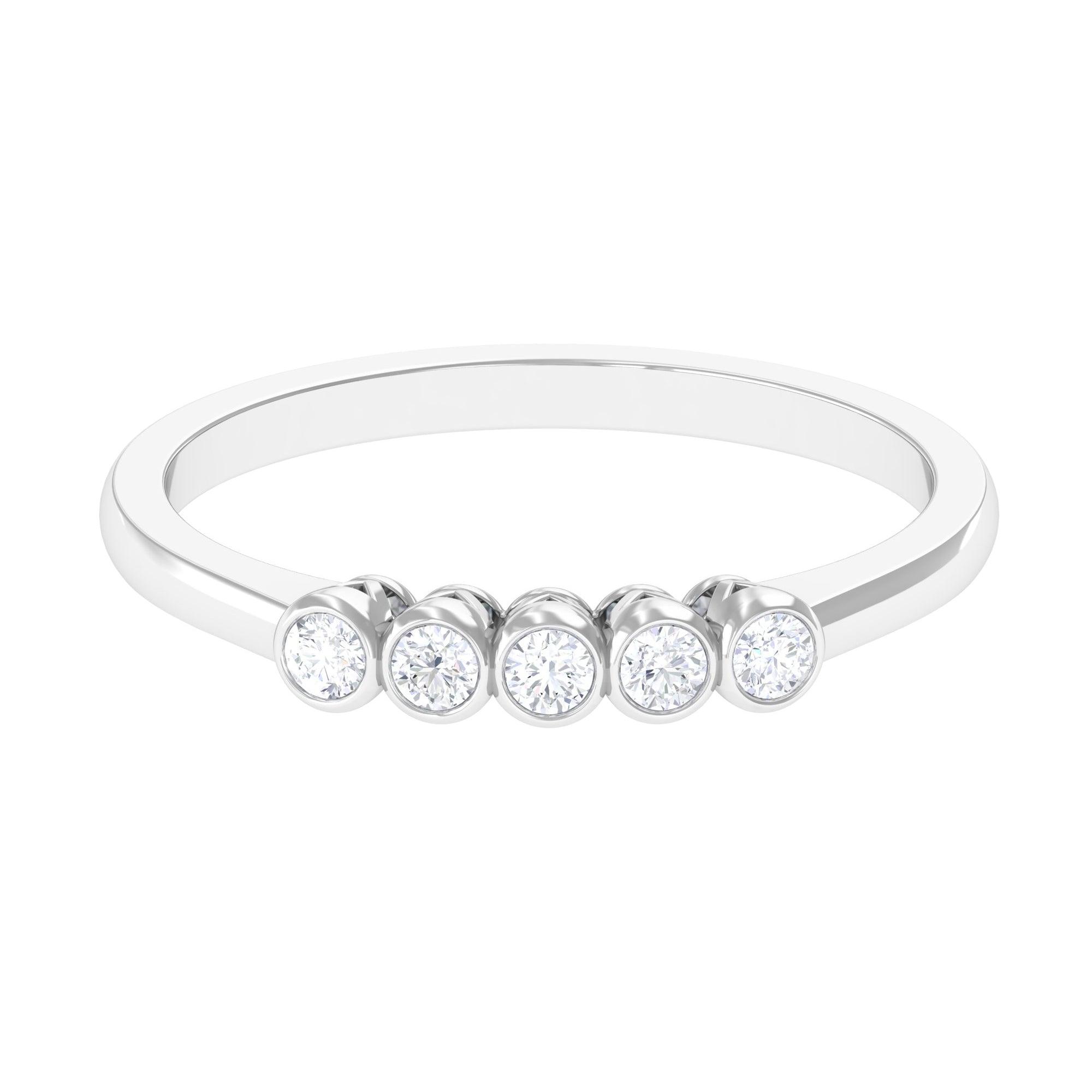 Natural Diamond Five Stone Promise Ring Diamond - ( HI-SI ) - Color and Clarity - Rosec Jewels