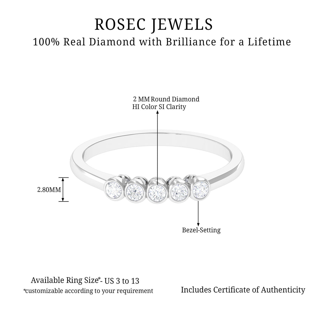Natural Diamond Five Stone Promise Ring Diamond - ( HI-SI ) - Color and Clarity - Rosec Jewels