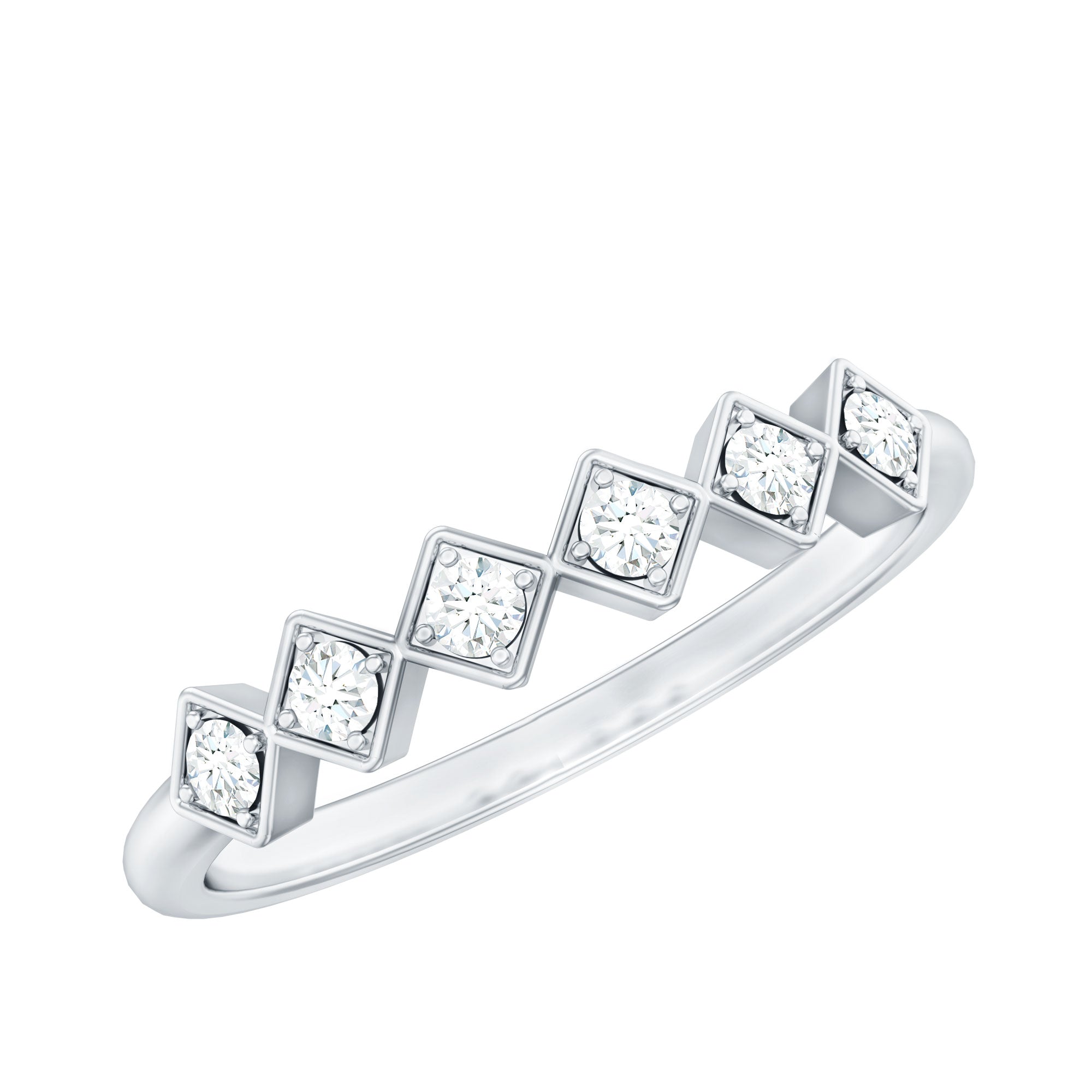 Hexagon Cut Diamond Stackable Ring for women
