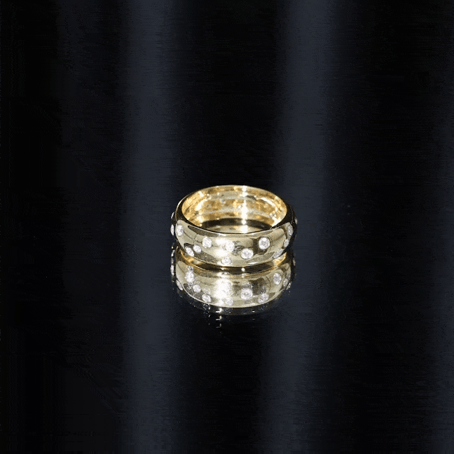 Rosec Jewels-Scatter Moissanite Wedding Wide Band Ring