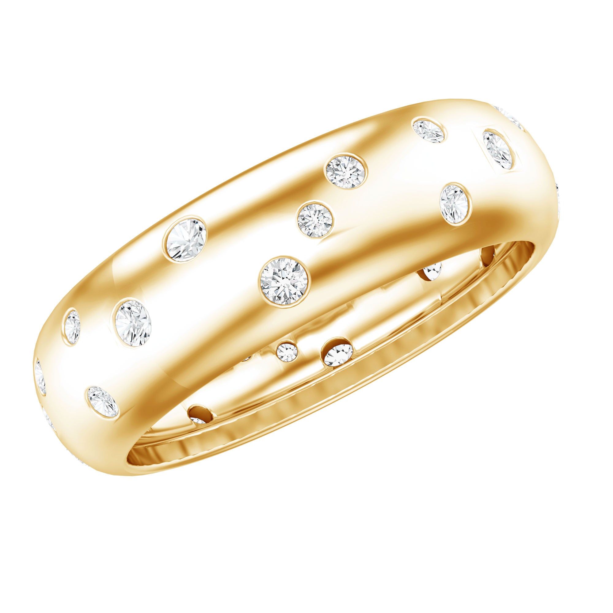 Rosec Jewels-Scatter Moissanite Wedding Wide Band Ring
