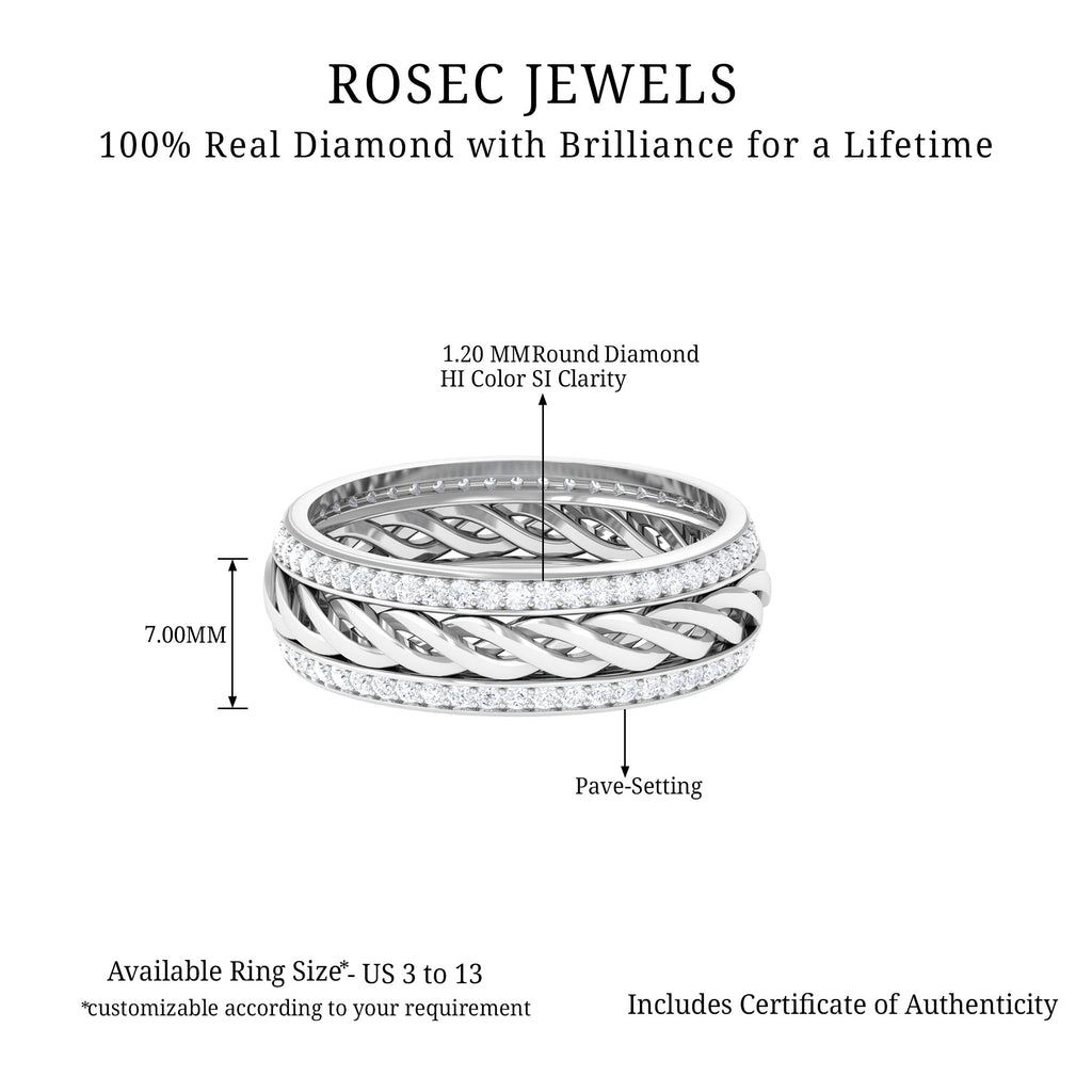Round Diamond Twisted Rope Band Ring Diamond - ( HI-SI ) - Color and Clarity - Rosec Jewels