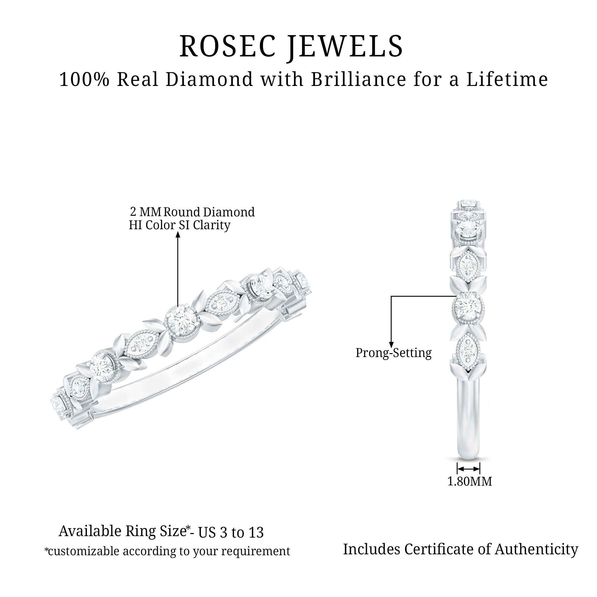 Rosec Jewels-Nature Inspired Diamond Wedding Ring