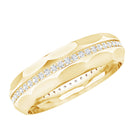 Natural Diamond Wide Eternity Band Ring with Textured Natural - ( HI-SI ) - Rosec Jewels
