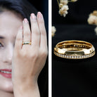 Natural Diamond Wide Eternity Band Ring with Textured Natural - ( HI-SI ) - Rosec Jewels