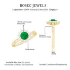 5mm Round Shape Emerald Promise Ring with Diamond Halo AAA - Rosec Jewels