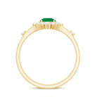 5mm Round Shape Emerald Promise Ring with Diamond Halo AAA - Rosec Jewels