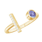 Contemporary Tanzanite Diamond Ring in Cuff Style AAA - Rosec Jewels