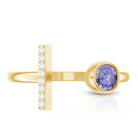 Contemporary Tanzanite Diamond Ring in Cuff Style AAA - Rosec Jewels