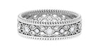 Vintage Looking Natural Diamond Wedding Band Natural - ( HI-SI ) - Rosec Jewels