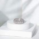 Bezel Set Diamond Flower Filigree Wedding Band Natural - ( HI-SI ) - Rosec Jewels