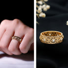 Bezel Set Diamond Flower Filigree Wedding Band Natural - ( HI-SI ) - Rosec Jewels