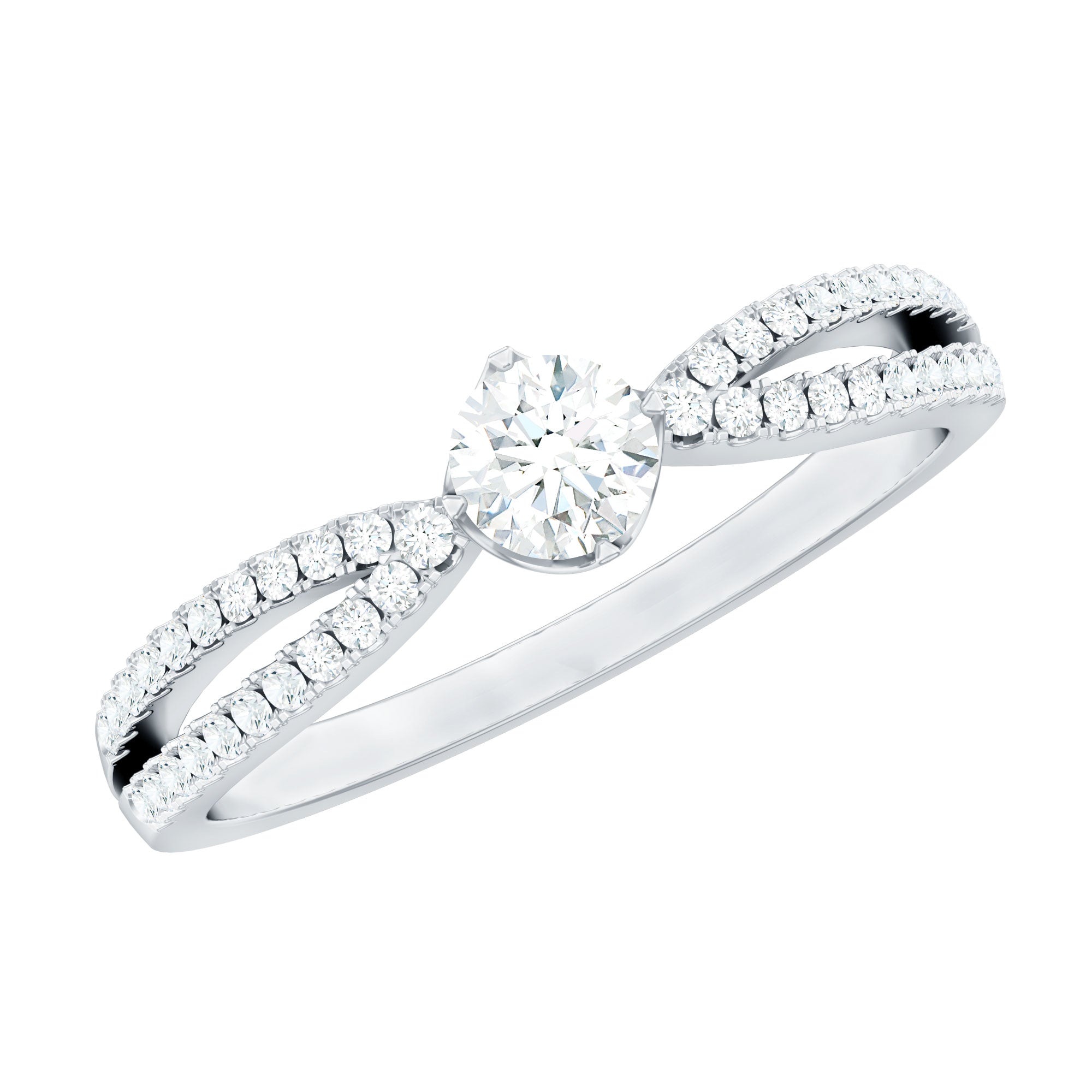 Rosec Jewels-Diamond Solitaire Engagement Ring With Split Shank