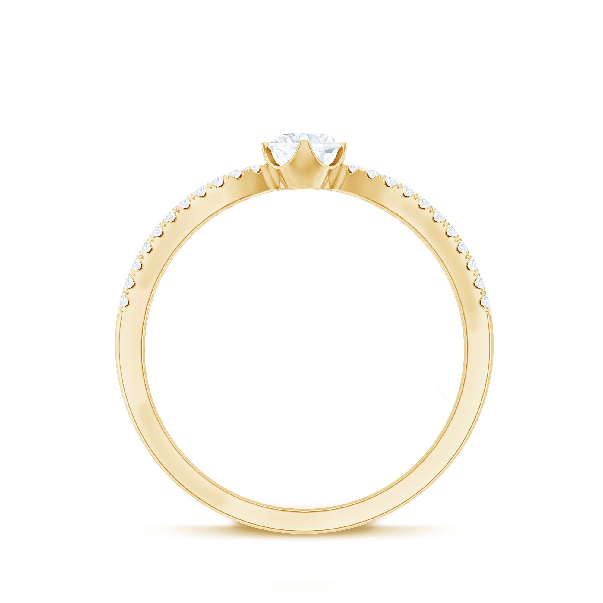 Rosec Jewels-Diamond Solitaire Engagement Ring With Split Shank