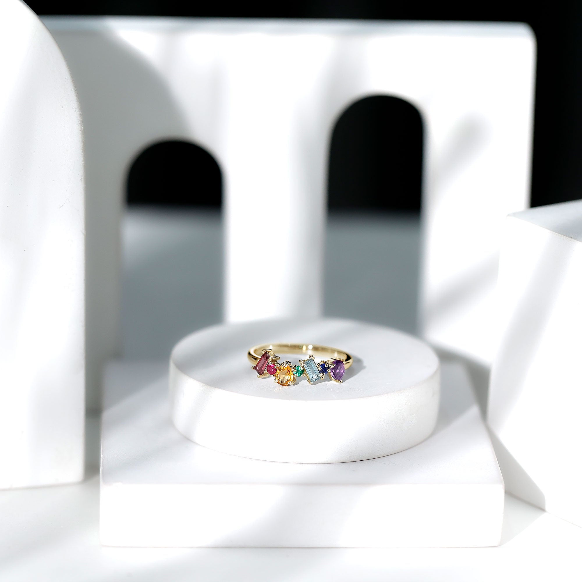 Rosec Jewels-Natural Multi Gemstone Promise Ring for Women