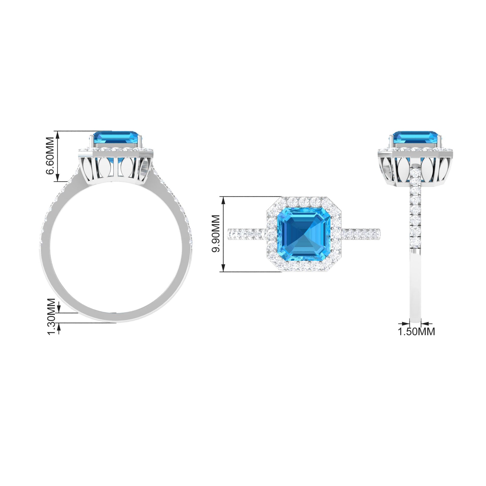 Natural Swiss Blue Topaz and Diamond Accent Engagement Ring Swiss Blue Topaz - ( AAA ) - Quality - Rosec Jewels