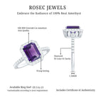 1.4 Carat Amethyst Emerald Cut Engagement Ring with Diamond Halo AAA - Rosec Jewels