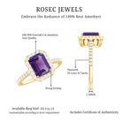 1.4 Carat Amethyst Emerald Cut Engagement Ring with Diamond Halo AAA - Rosec Jewels