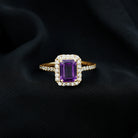 1.4 Carat Amethyst Emerald Cut Engagement Ring with Diamond Halo AAA - Rosec Jewels