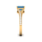 4.25 CT London Blue Topaz Split Shank Engagement Ring with Diamond London Blue Topaz - ( AAA ) - Quality - Rosec Jewels