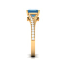 8mm Asscher Cut London Blue Topaz Split Shank Engagement Ring with Diamond AAA - Rosec Jewels