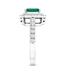 Asscher Cut 6 Carat Lab Created Emerald Engagement Ring with Diamond Double Halo AAAA - Rosec Jewels