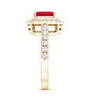 4.8 Carat Asscher Cut Lab Ruby Double Halo Engagement Ring with Diamond AAAA - Rosec Jewels