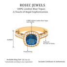 Vintage Style London Blue Topaz and Diamond Crown Engagement Ring London Blue Topaz - ( AAA ) - Quality - Rosec Jewels