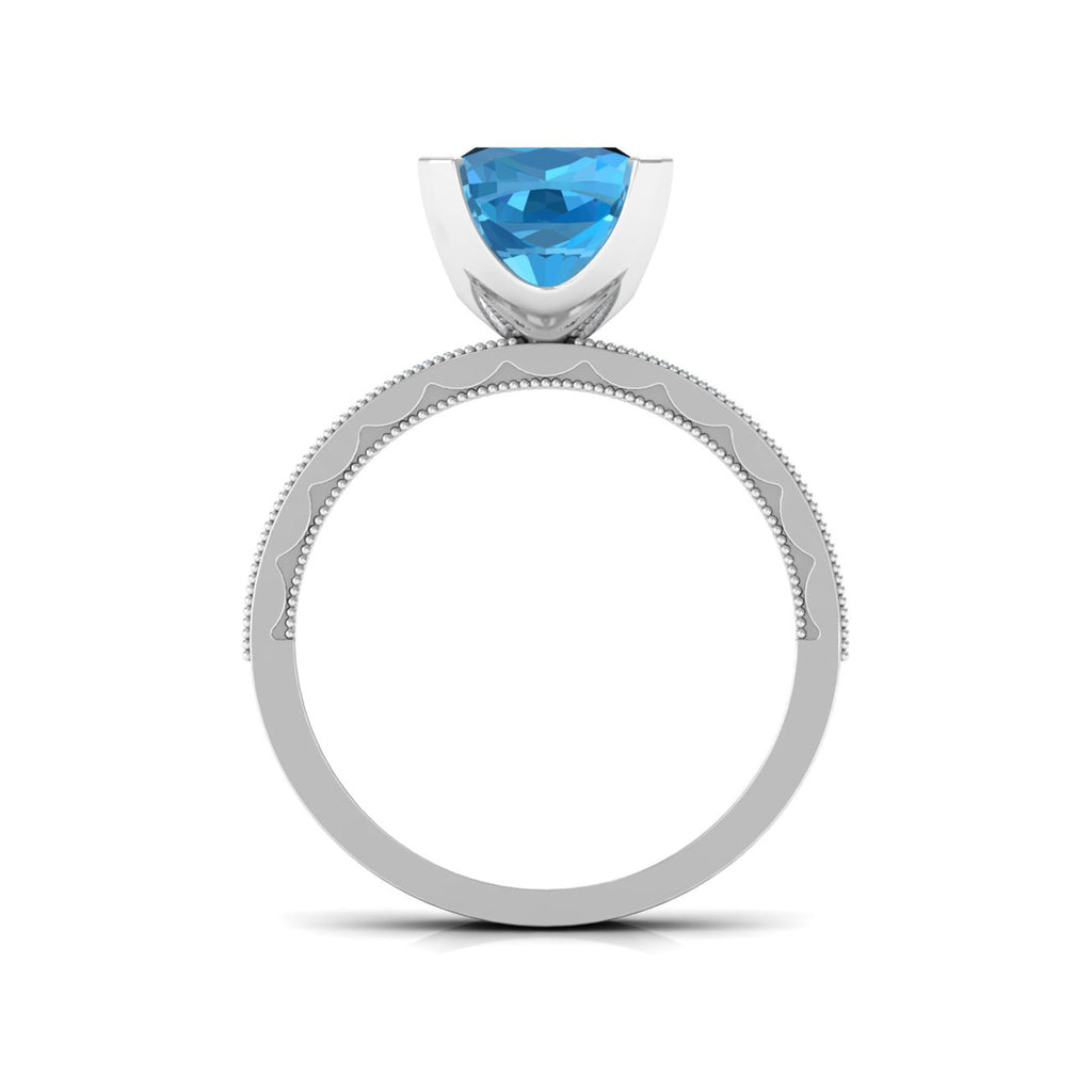 3 CT Swiss Blue Topaz and Moissanite Engagement Ring Swiss Blue Topaz - ( AAA ) - Quality - Rosec Jewels