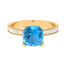 2.75 CT Swiss Blue Topaz Classic Solitaire Ring with Moissanite Swiss Blue Topaz - ( AAA ) - Quality - Rosec Jewels