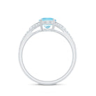 Rosec Jewels-Genuine 1 Carat Oval Aquamarine Engagement Ring with Diamond Split Shank