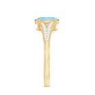 Rosec Jewels-Genuine 1 Carat Oval Aquamarine Engagement Ring with Diamond Split Shank