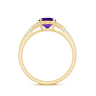 1.25 CT Split Shank Oval Amethyst Solitaire Engagement Ring with Diamond AAA - Rosec Jewels