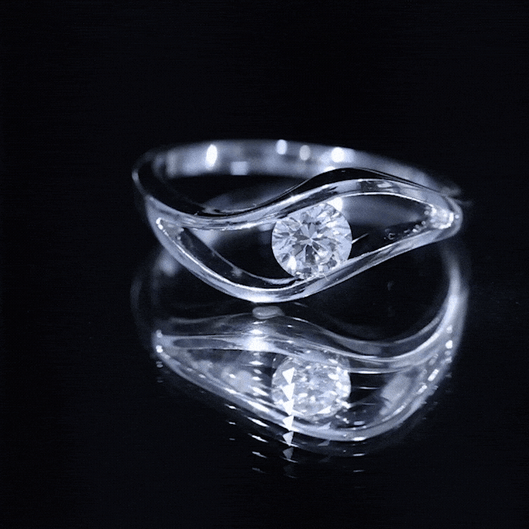 Certified 6 MM Round Moissanite Solitaire Ring with Tension Setting D-VS1 - Rosec Jewels