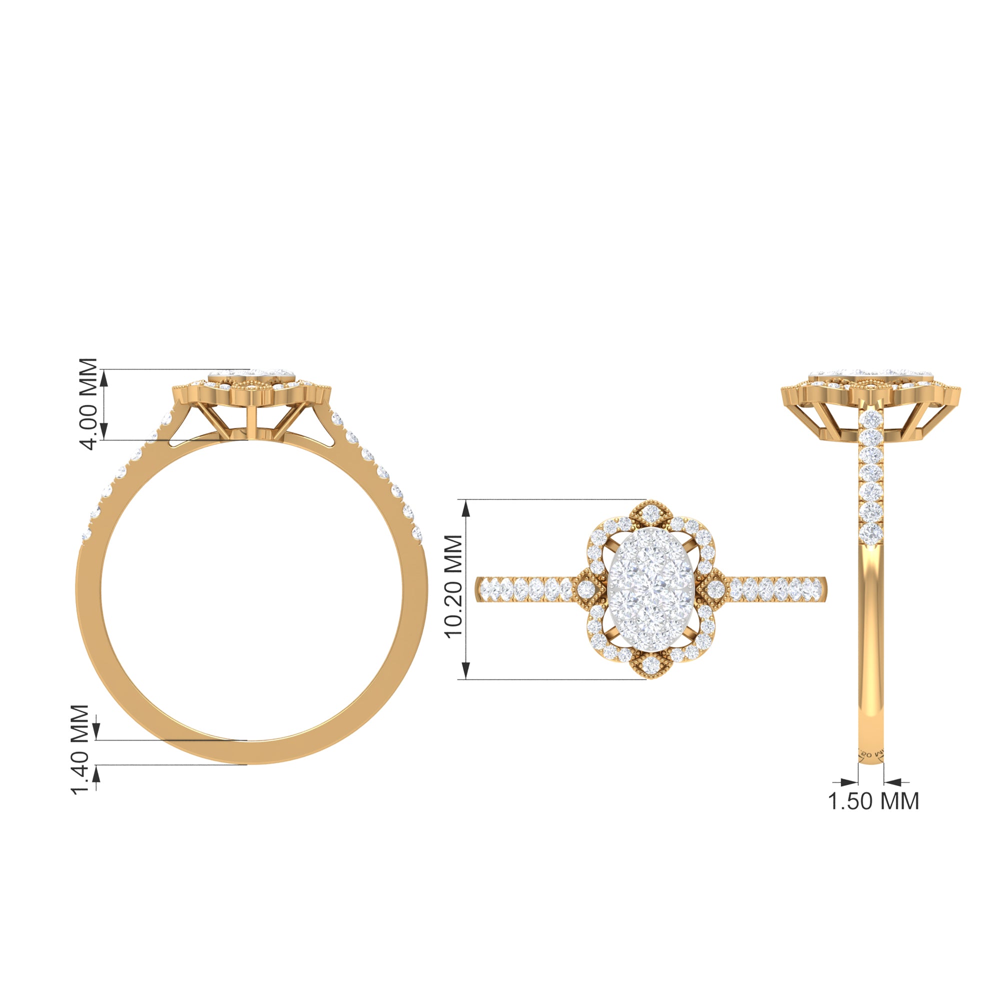 Rosec Jewels-3/4 CT Diamond Solitaire Illusion Art Deco Ring