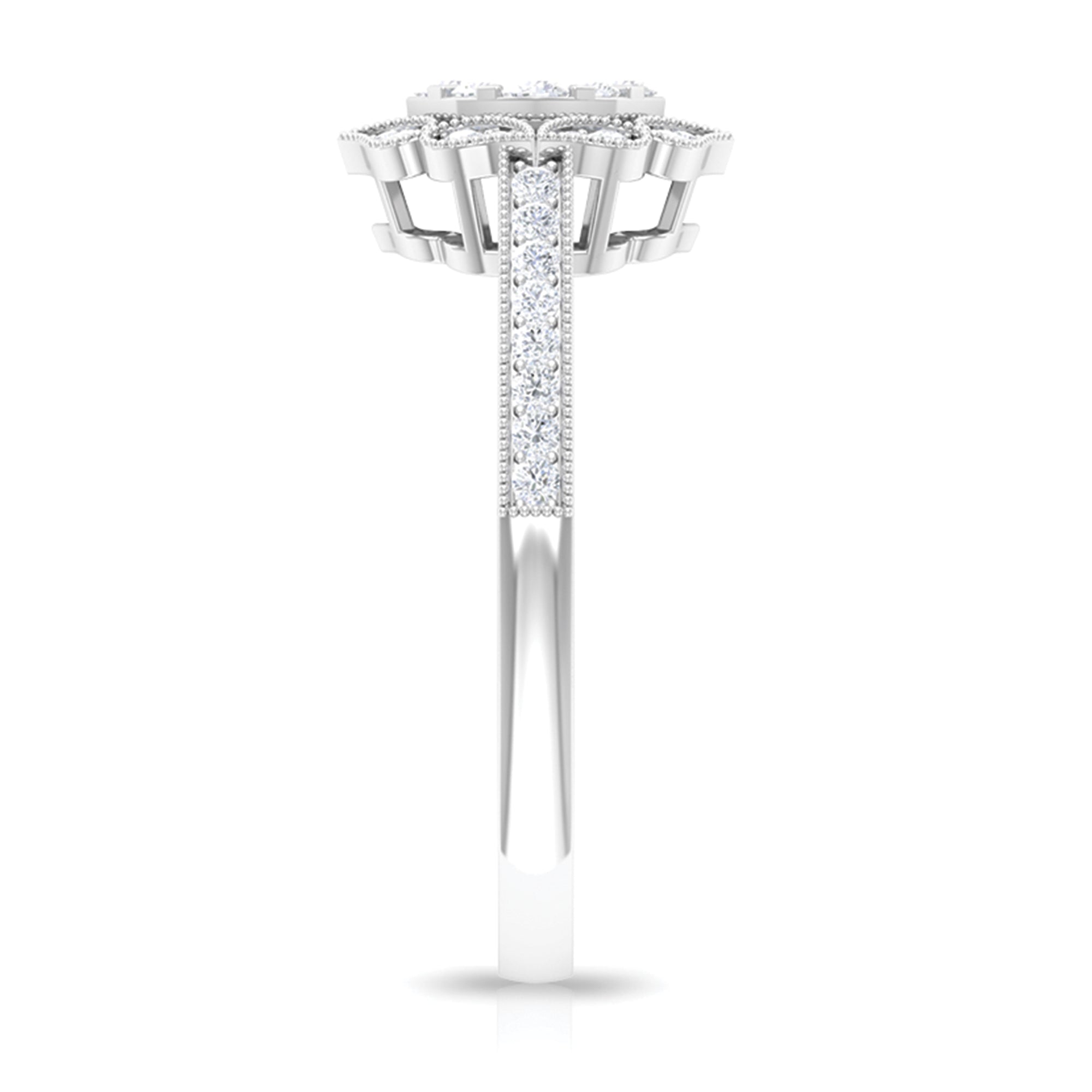 Rosec Jewels-Vintage Inspired Diamond Halo Engagement Ring In Illusion Setting