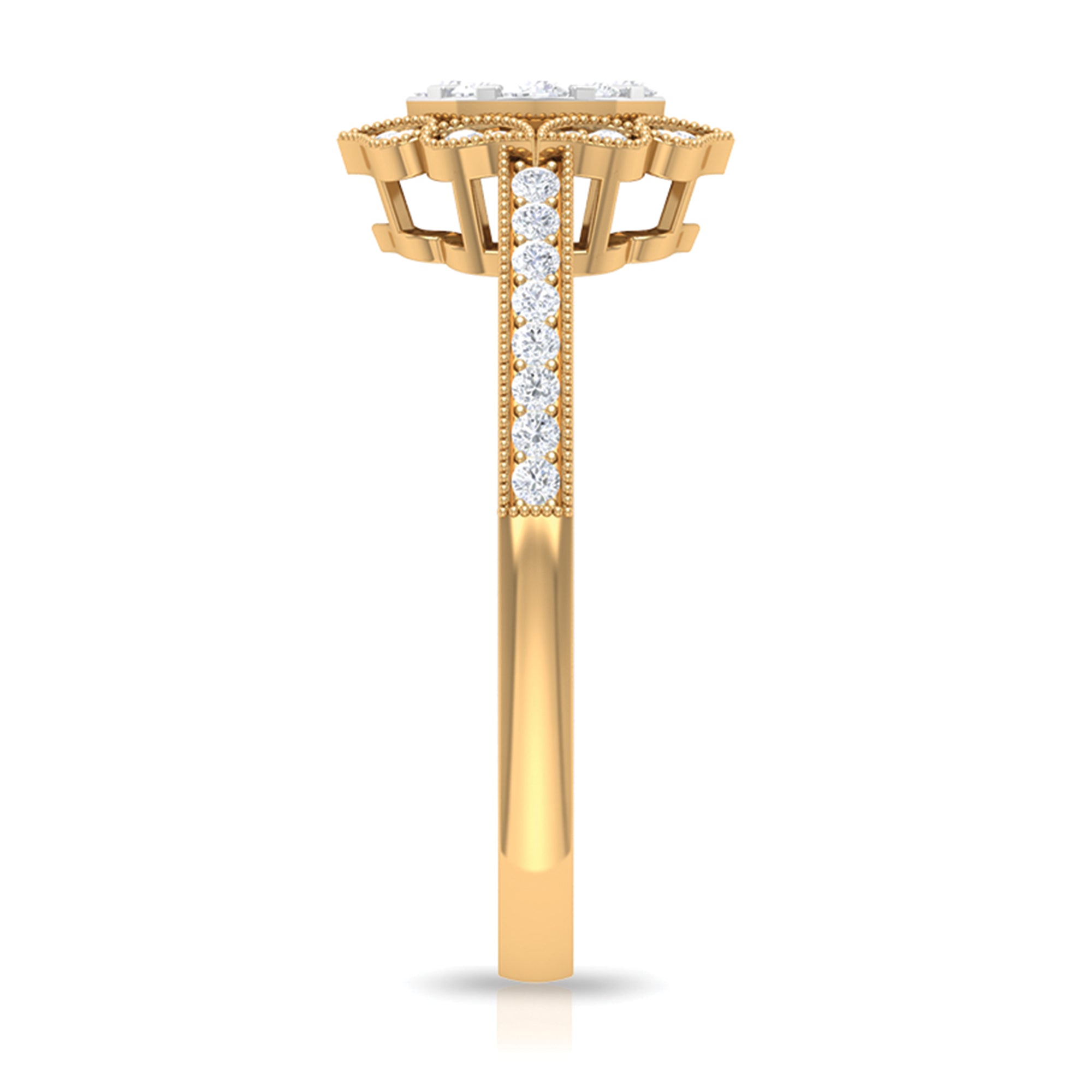 Rosec Jewels-Vintage Inspired Diamond Halo Engagement Ring In Illusion Setting