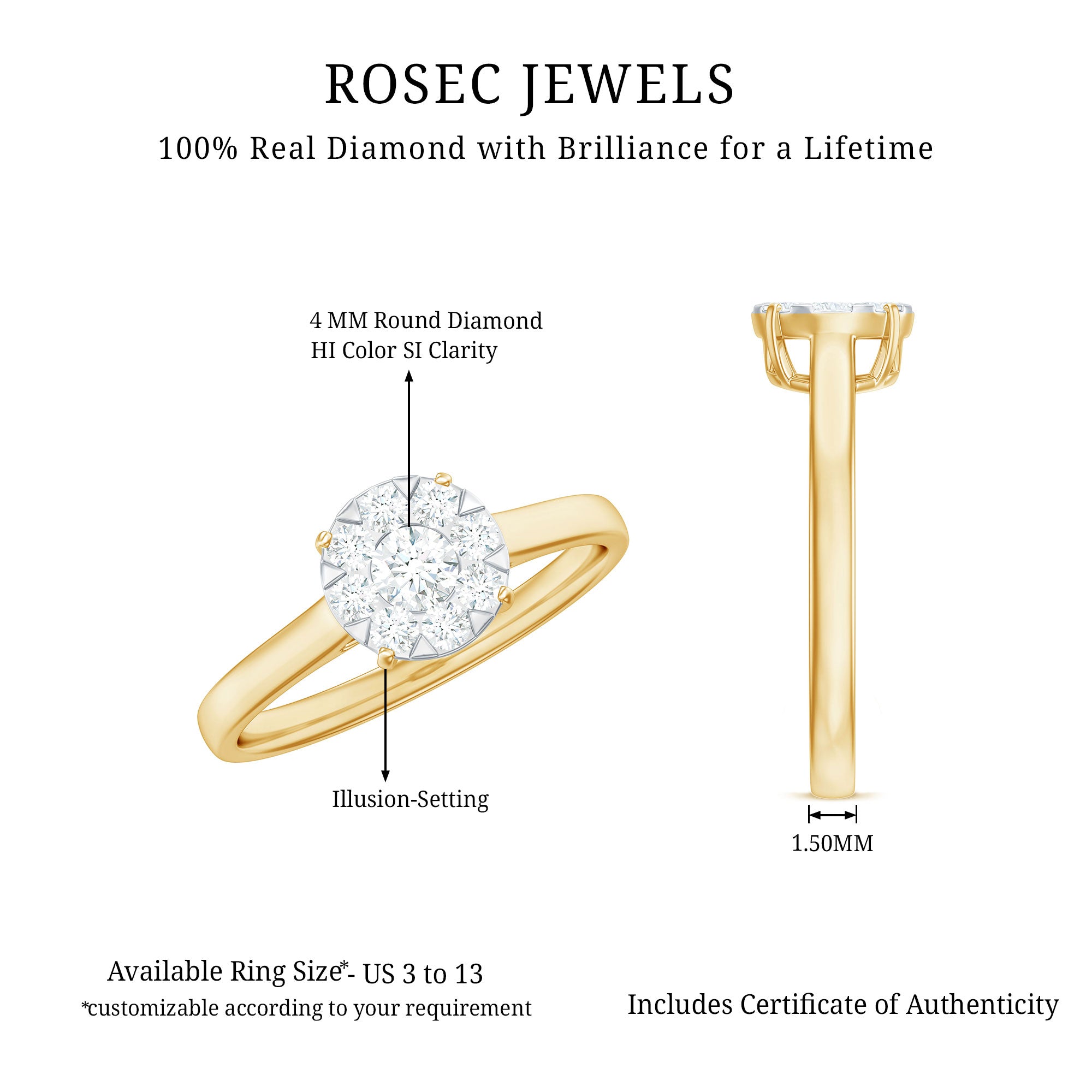 Rosec Jewels-Natural Diamond Promise Ring in Illusion Set