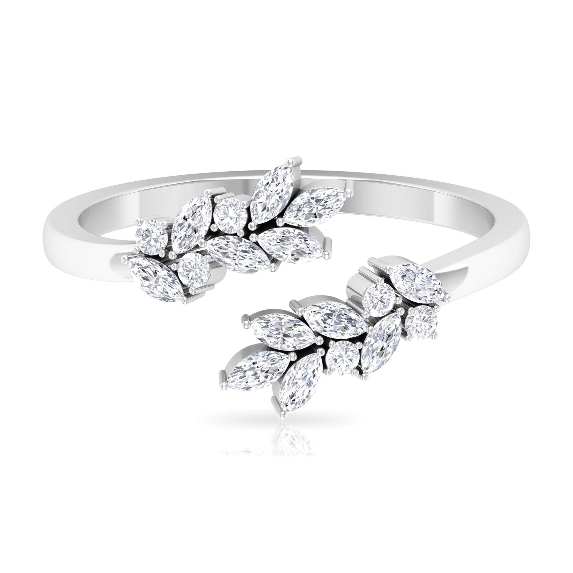 Rosec Jewels-Nature Inspired Diamond Leaf Wrap Ring for Women