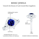 Certified 2.7 Carat Lab Grown Blue Sapphire Flower Engagement Ring with Diamond AAAA - Rosec Jewels