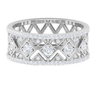 3/4 CT Vintage Inspired Diamond Wedding Band with Cutwork Details Natural - ( HI-SI ) - Rosec Jewels
