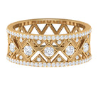 3/4 CT Vintage Inspired Diamond Wedding Band with Cutwork Details Natural - ( HI-SI ) - Rosec Jewels