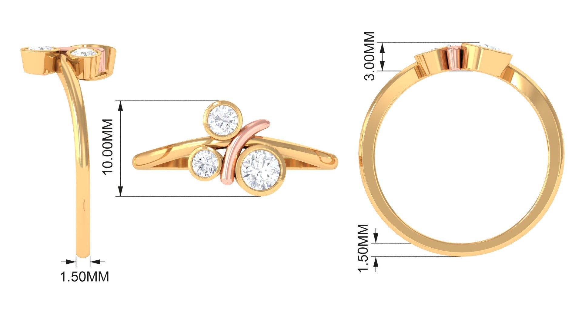 Rosec Jewels-Natural Bezel Set Diamond 3 Stone Promise Ring