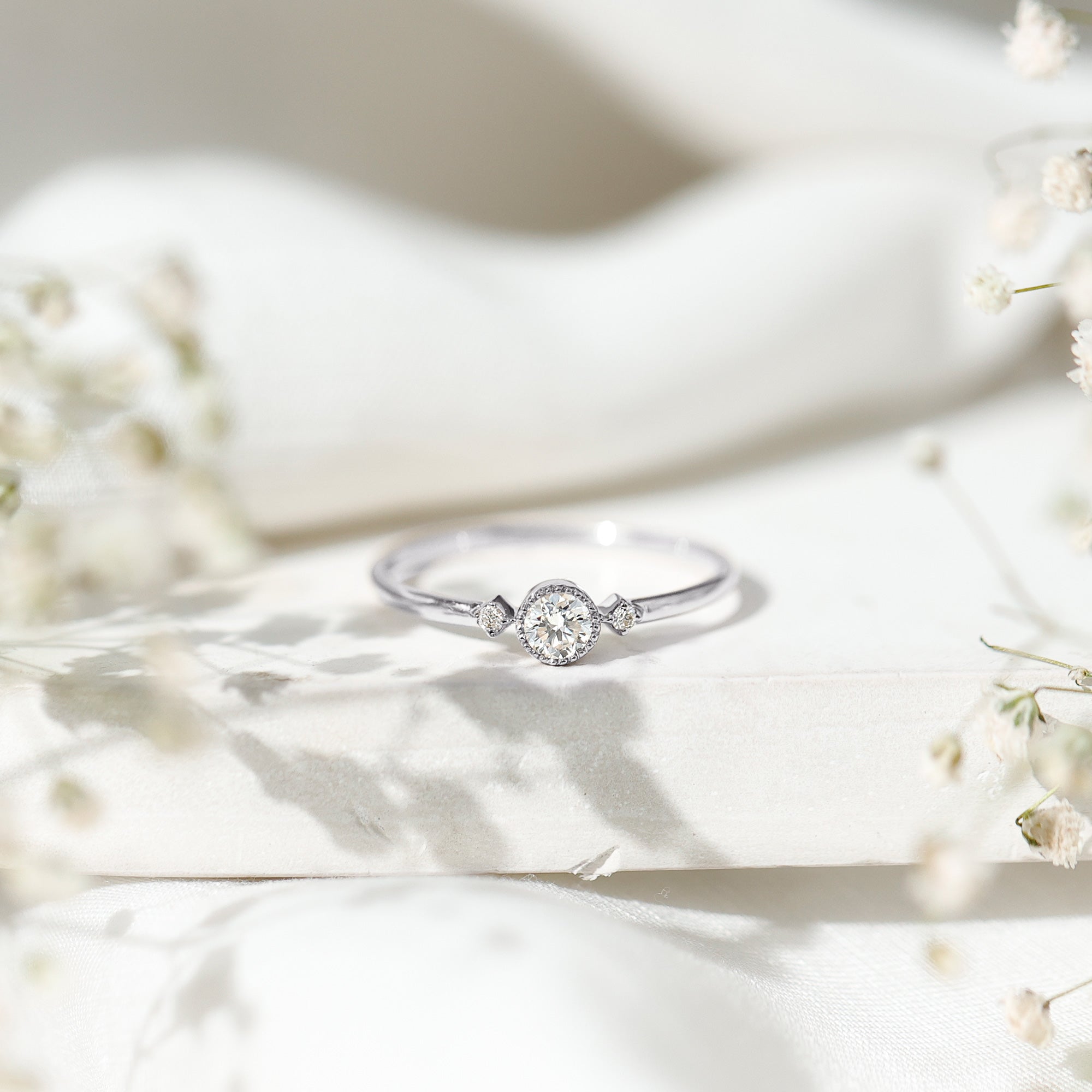 Minimal Diamond Promise Ring in Bezel Setting Natural - ( HI-SI ) - Rosec Jewels