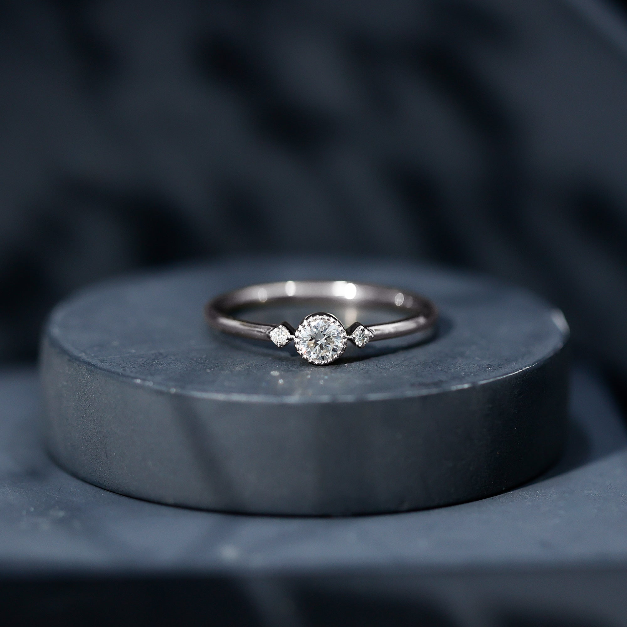 Minimal Diamond Promise Ring in Bezel Setting Natural - ( HI-SI ) - Rosec Jewels