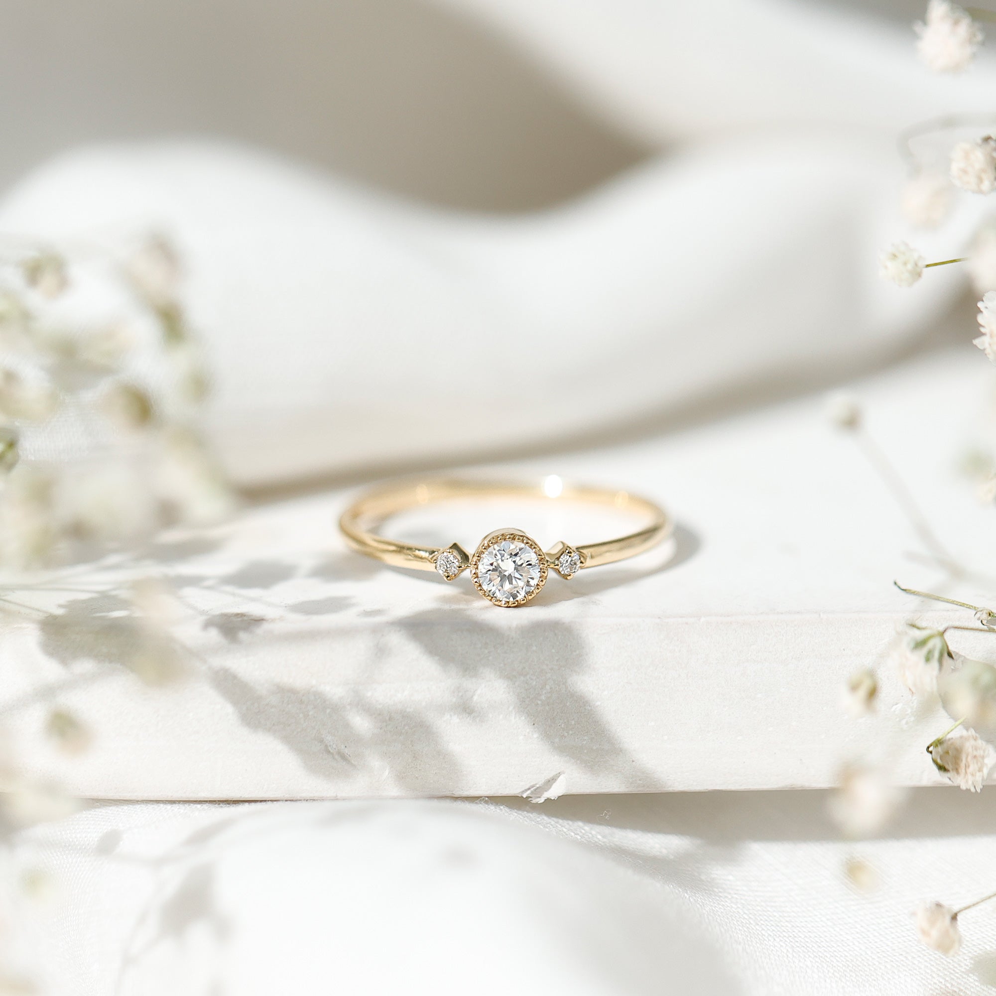 Minimal Diamond Promise Ring in Bezel Setting Natural - ( HI-SI ) - Rosec Jewels