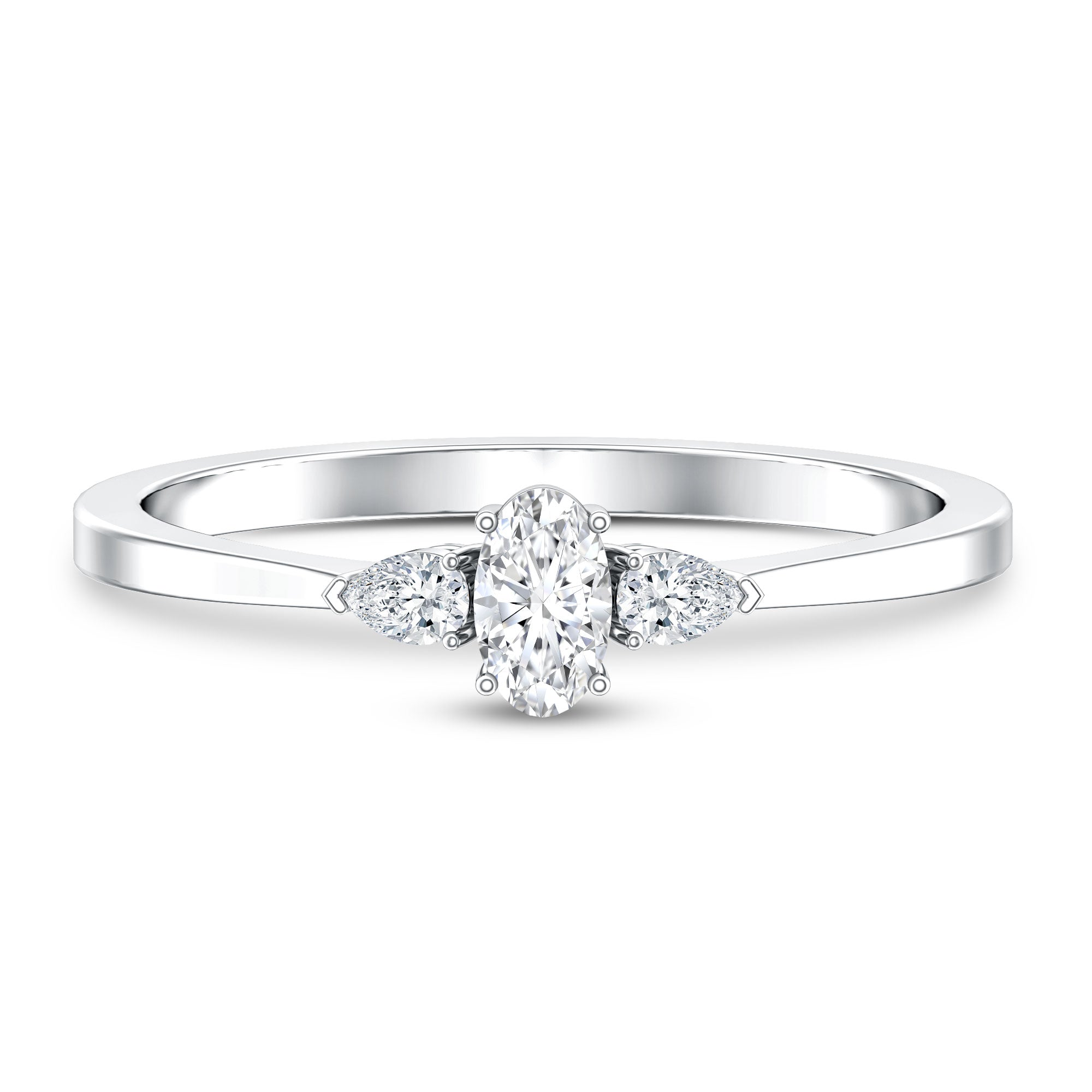 Real Diamond 3 Stone Promise Ring for Valentines Natural - ( HI-SI ) - Rosec Jewels